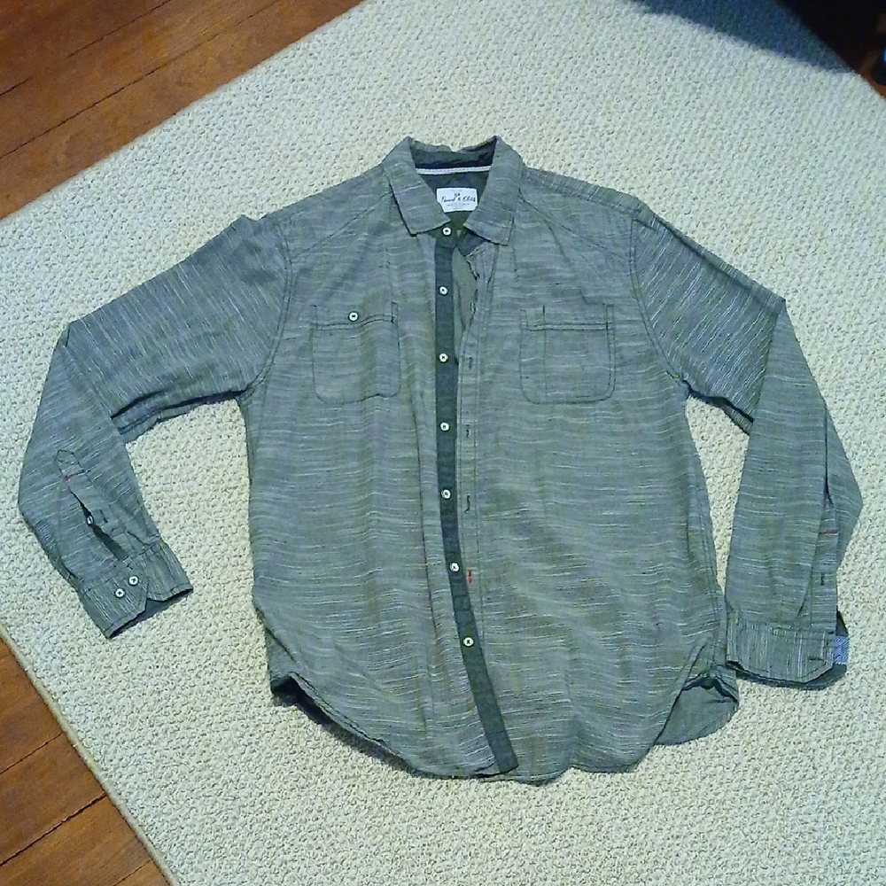 Thread & Cloth Casual Gray Button-Down Shirt Size M
